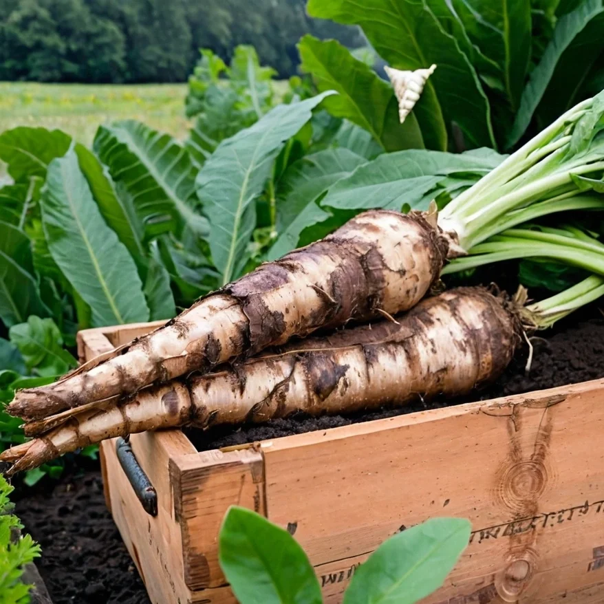 Raíces de achicoria frescas y recién cosechadas, uno de los ingredientes naturales del activo tensor Tens'Up.