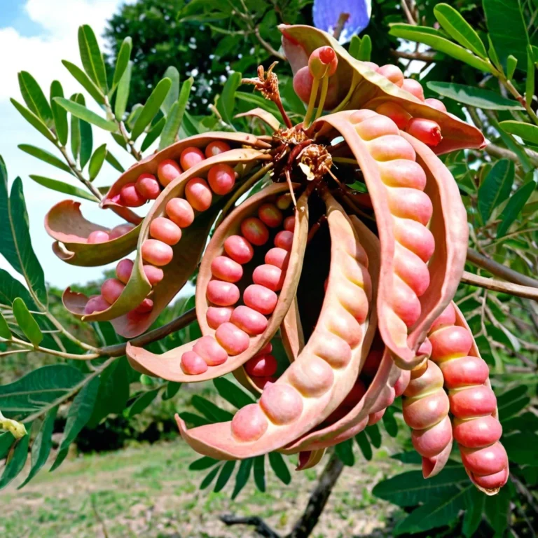 Vainas de tara frescas en su rama, origen natural de la goma de tara que compone el activo Tens'Up.